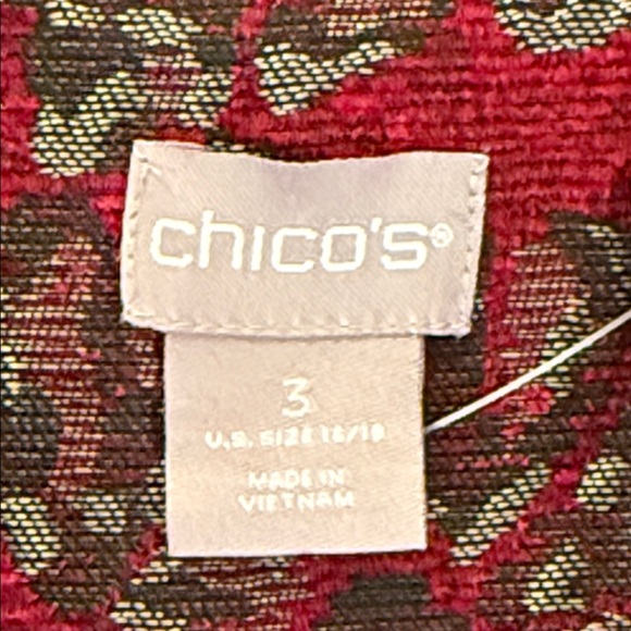 New Chico’s Red Floral Jacquard Topper Jacket Coat Button Front Size 3/Large-16 - Picture 5 of 16